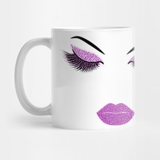 Makeup with pink  glitter Mug